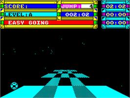 In game image of Trailblazer on the Sinclair ZX Spectrum.