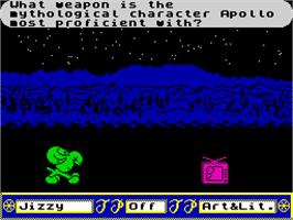In game image of Trivial Pursuit 2: A New Beginning on the Sinclair ZX Spectrum.