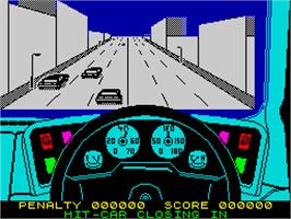 In game image of Turbo Esprit on the Sinclair ZX Spectrum.
