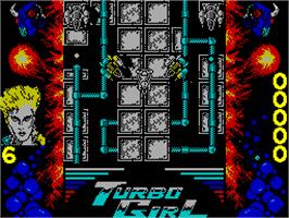 In game image of Turbo Girl on the Sinclair ZX Spectrum.