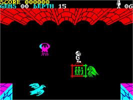 In game image of Underwurlde on the Sinclair ZX Spectrum.