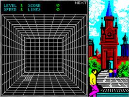In game image of Welltris on the Sinclair ZX Spectrum.