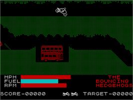 In game image of Wheelie on the Sinclair ZX Spectrum.