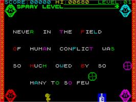 In game image of Who Said That? on the Sinclair ZX Spectrum.
