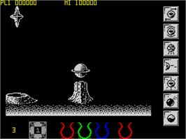 In game image of Wizball on the Sinclair ZX Spectrum.