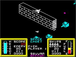 In game image of Zaxxon on the Sinclair ZX Spectrum.