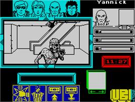 In game image of Zombi on the Sinclair ZX Spectrum.