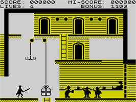 In game image of Zorro on the Sinclair ZX Spectrum.