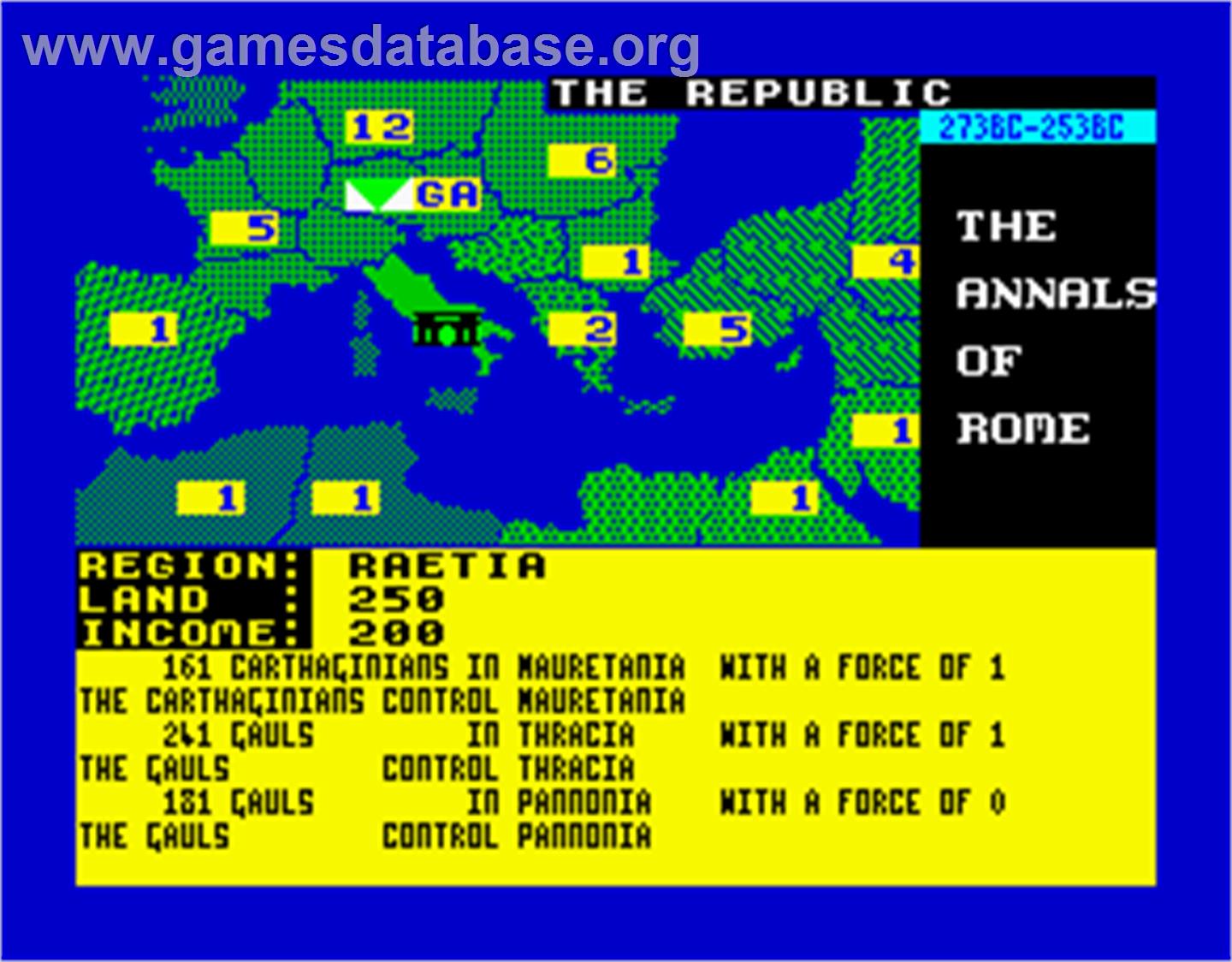 Annals of Rome - Sinclair ZX Spectrum - Artwork - In Game