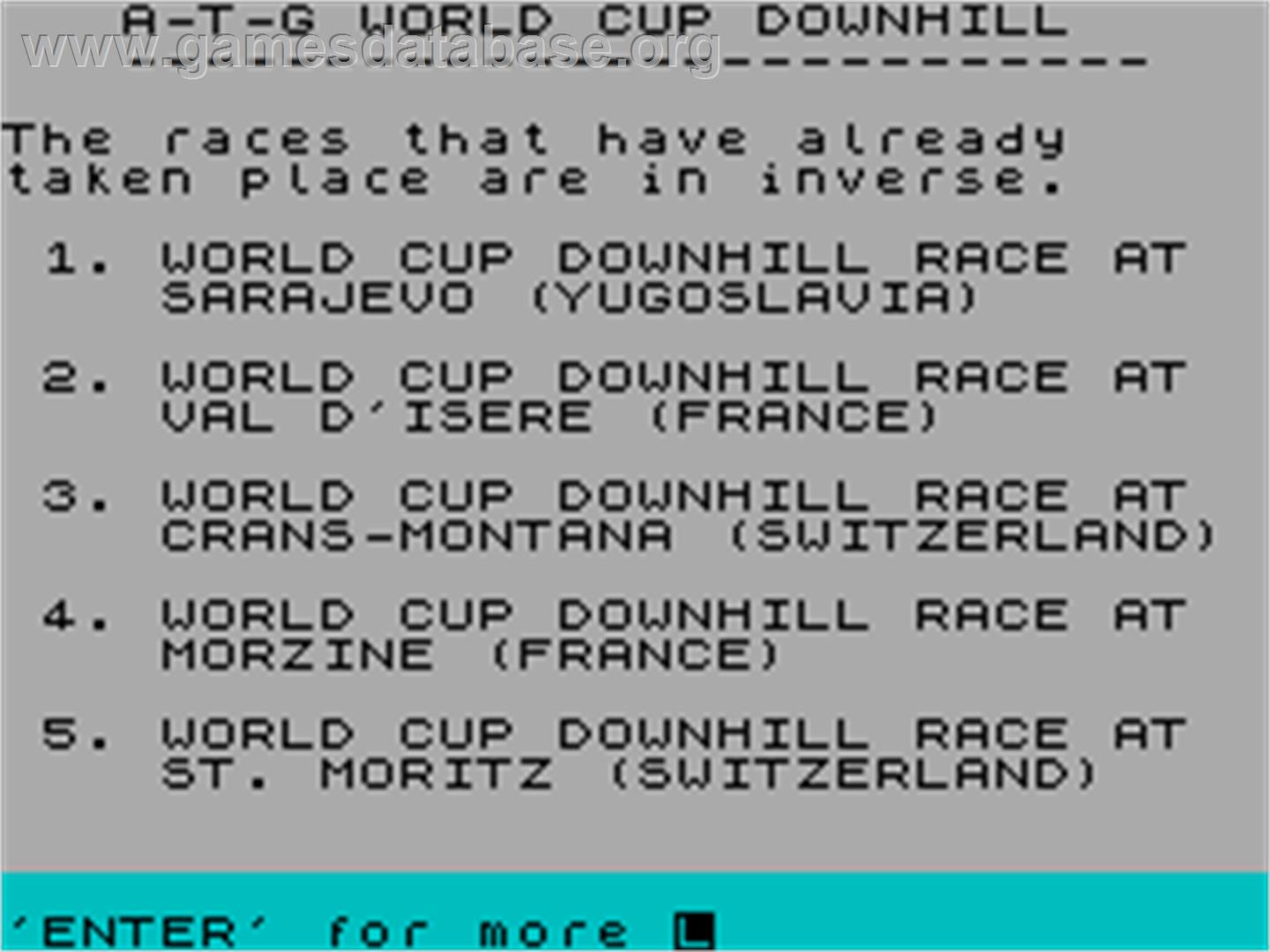 Downhill Challenge - Sinclair ZX Spectrum - Artwork - In Game