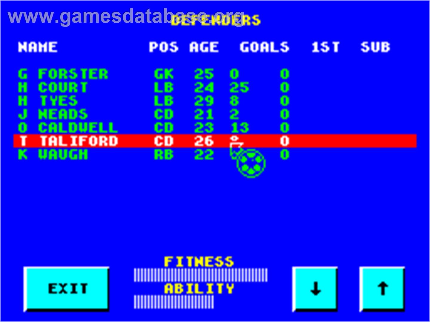 Graeme Souness Soccer Manager - Sinclair ZX Spectrum - Artwork - In Game
