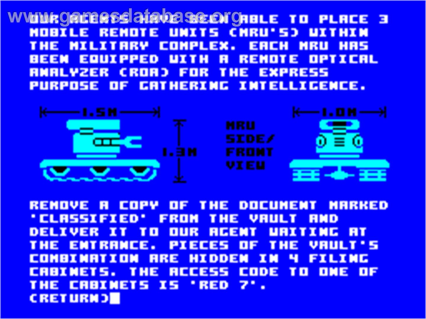Hacker II: The Doomsday Papers - Sinclair ZX Spectrum - Artwork - In Game