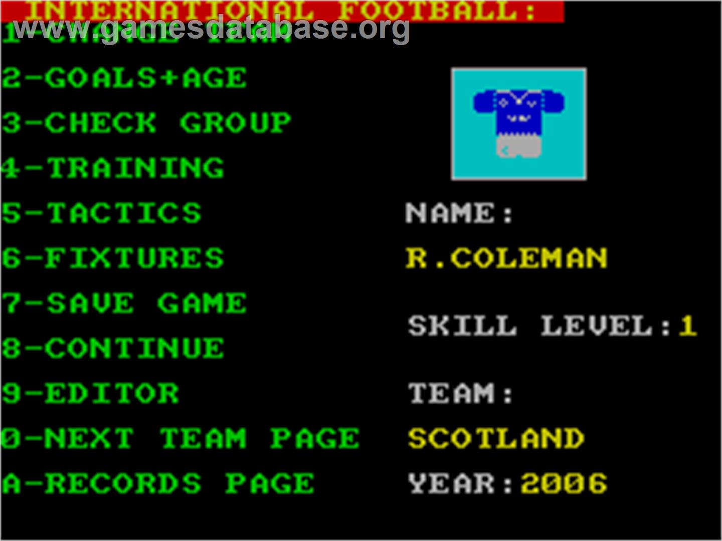 International Football - Sinclair ZX Spectrum - Artwork - In Game
