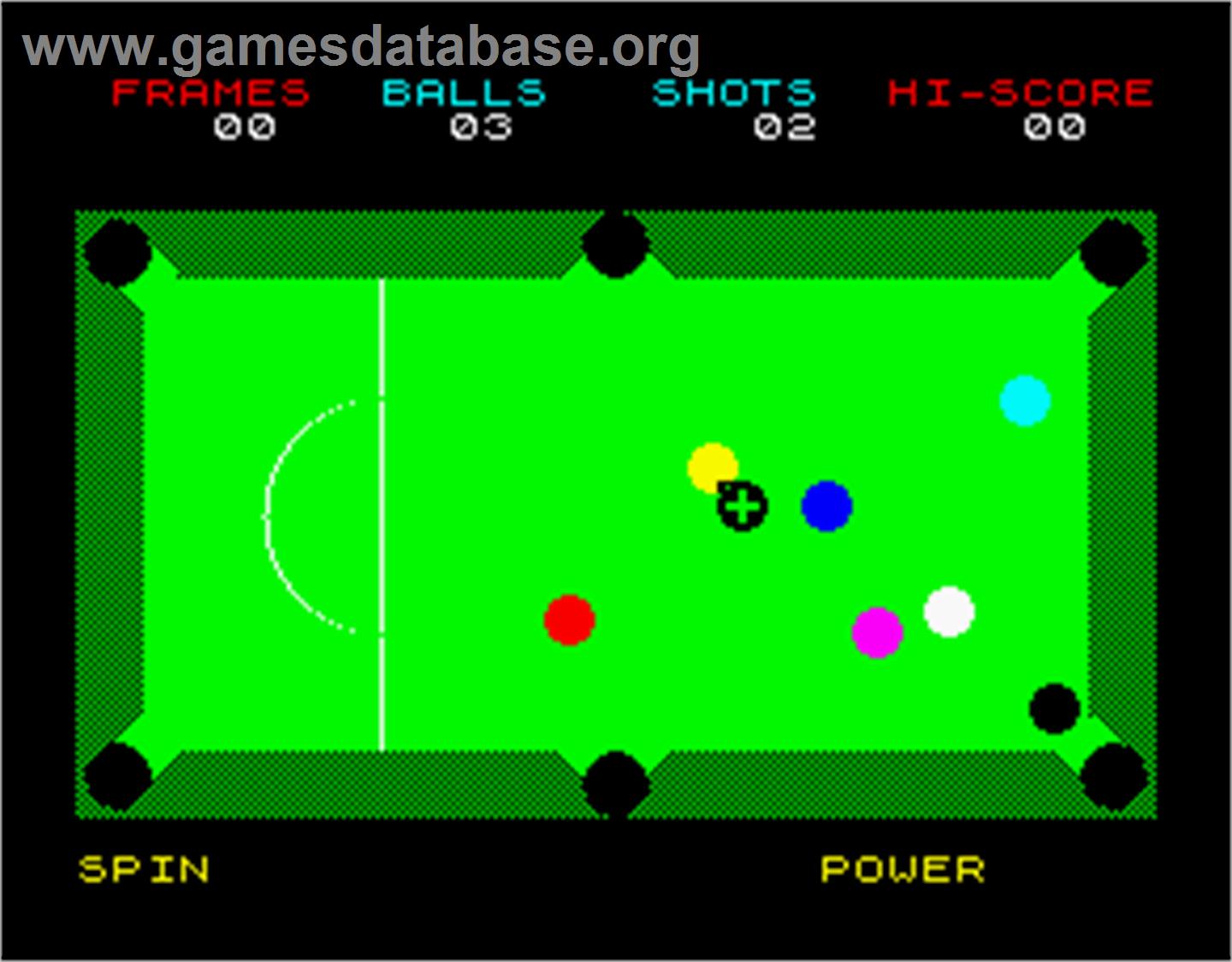 Sharkey's 3D Pool - Sinclair ZX Spectrum - Artwork - In Game
