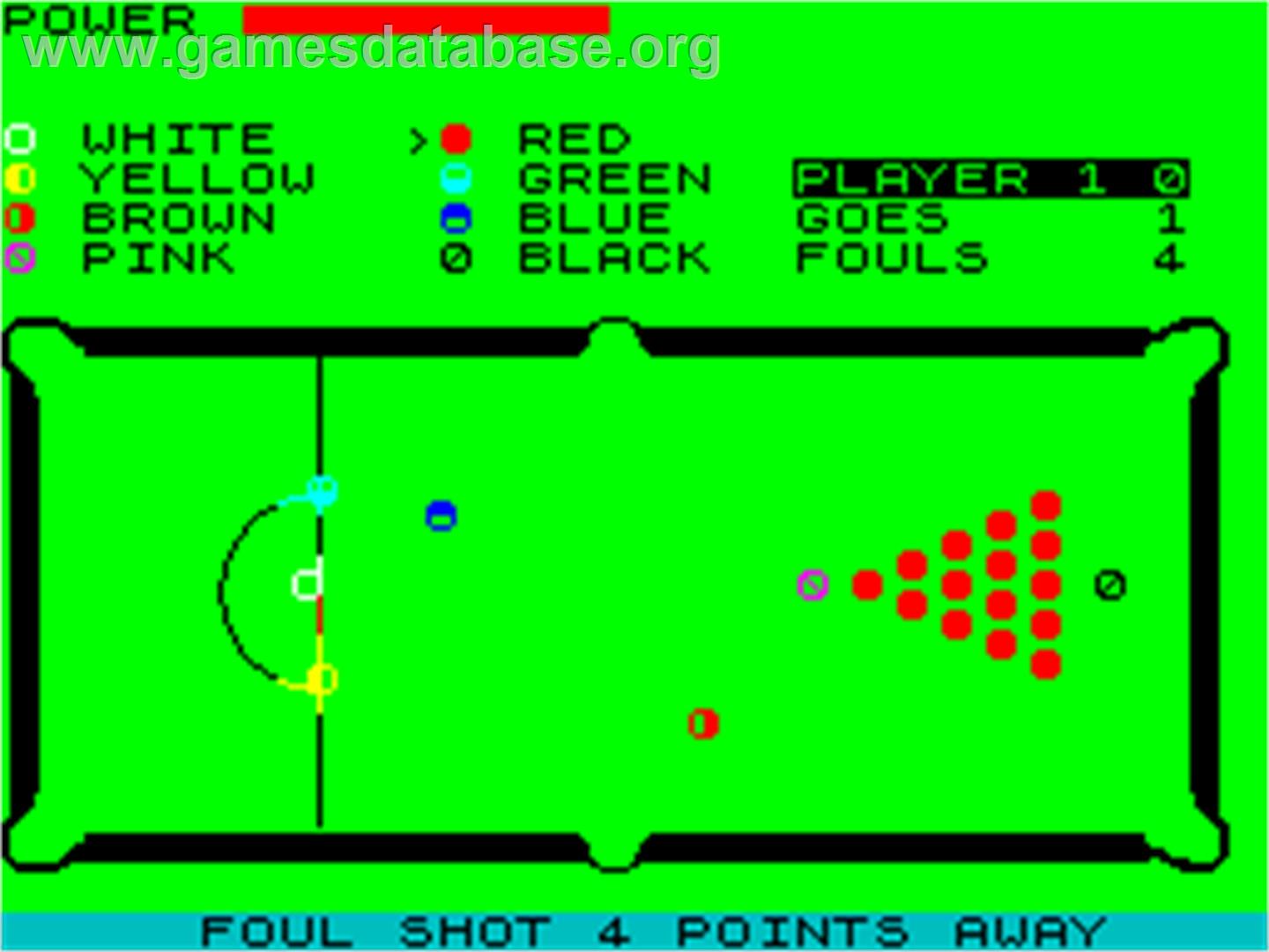 Snooker - Sinclair ZX Spectrum - Artwork - In Game