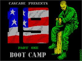 Title screen of 19 Part 1: Boot Camp on the Sinclair ZX Spectrum.