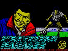 Title screen of 1st Division Manager on the Sinclair ZX Spectrum.