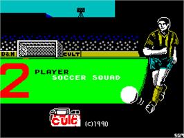 Title screen of 2 Player Soccer Squad on the Sinclair ZX Spectrum.