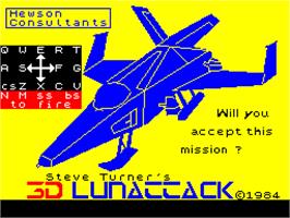 Title screen of 3D Lunattack on the Sinclair ZX Spectrum.