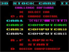 Title screen of 3D Stock Cars II on the Sinclair ZX Spectrum.