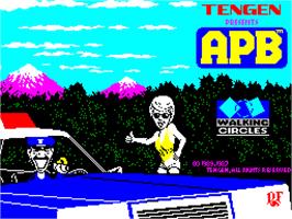 Title screen of APB on the Sinclair ZX Spectrum.