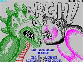 Title screen of Aaargh! on the Sinclair ZX Spectrum.