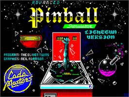 Title screen of Advanced Pinball Simulator on the Sinclair ZX Spectrum.