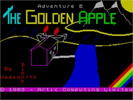 Title screen of Adventure E: The Golden Apple on the Sinclair ZX Spectrum.