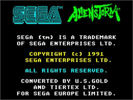 Title screen of Alien Storm on the Sinclair ZX Spectrum.