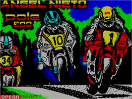 Title screen of Angel Nieto Pole 500 on the Sinclair ZX Spectrum.