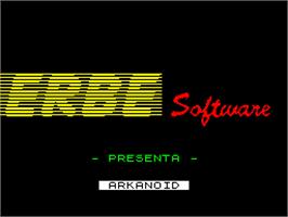 Title screen of Arkanoid on the Sinclair ZX Spectrum.