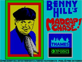 Title screen of Benny Hill's Madcap Chase on the Sinclair ZX Spectrum.