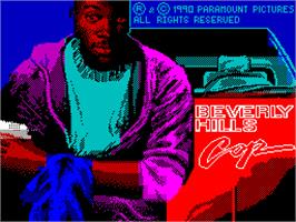 Title screen of Beverly Hills Cop on the Sinclair ZX Spectrum.