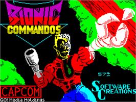 Title screen of Bionic Commando on the Sinclair ZX Spectrum.