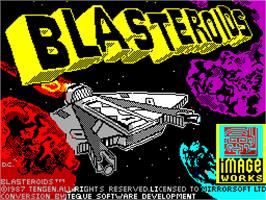 Title screen of Blasteroids on the Sinclair ZX Spectrum.