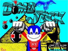 Title screen of Bomb Jack on the Sinclair ZX Spectrum.