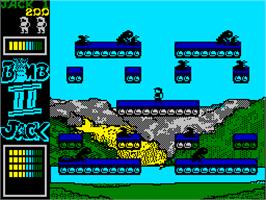 Title screen of Bomb Jack II on the Sinclair ZX Spectrum.