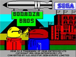 Title screen of Bonanza Bros. on the Sinclair ZX Spectrum.
