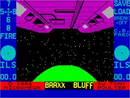 Title screen of Braxx Bluff on the Sinclair ZX Spectrum.