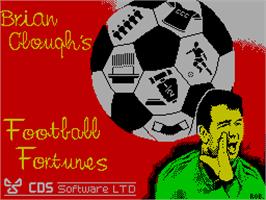 Title screen of Brian Clough's Football Fortunes on the Sinclair ZX Spectrum.