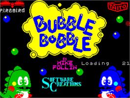 Title screen of Bubble Bobble on the Sinclair ZX Spectrum.