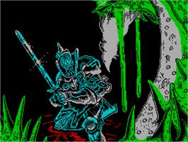Title screen of Camelot Warriors on the Sinclair ZX Spectrum.
