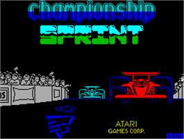 Title screen of Championship Sprint on the Sinclair ZX Spectrum.