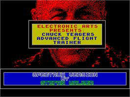 Title screen of Chuck Yeager's Advanced Flight Trainer on the Sinclair ZX Spectrum.