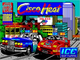 Title screen of Cisco Heat: All American Police Car Race on the Sinclair ZX Spectrum.