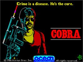 Title screen of Cobra on the Sinclair ZX Spectrum.