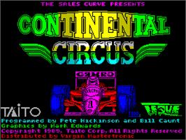 Title screen of Continental Circus on the Sinclair ZX Spectrum.