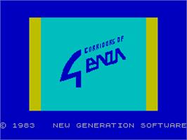 Title screen of Corridors of Genon on the Sinclair ZX Spectrum.