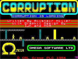 Title screen of Corruption on the Sinclair ZX Spectrum.