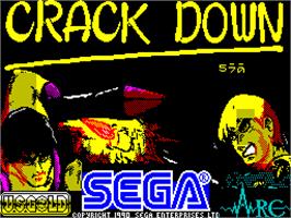 Title screen of Crack Down on the Sinclair ZX Spectrum.